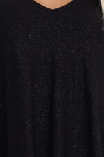 597-1 LIVIA Elegancka trapezowa sukienka z rękawami typu motyl - czarna z brokatem-5