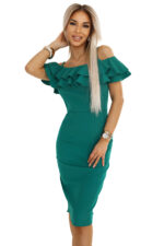 599-2 CARMEN Dopasowana sukienka midi w stylu hiszpańskim - ZIELONA-8