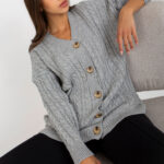 Sweter Kardigan Model LC-SW-8008.80P Grey - Rue Paris -1