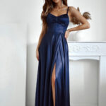 Sukienka Model Gorset Satyna 001112. Navy - With You -1