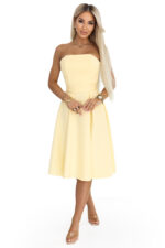 641-3 VIVIENNE gorsetowa rozkloszowana sukienka midi z paskiem - pastelowy żółty-10