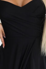 646-4 Długa sukienka wieczorowa na ramiączkach z rozcięciem na nodze - czarna-7