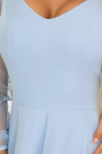 640-5 LORETTA wyjątkowa długa sukienka z tiulowymi rękawami i dekoltem - błękitna-7